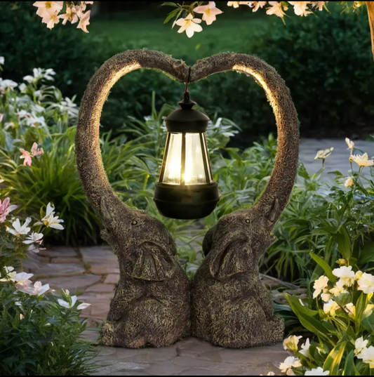 Elephant Heart Solar Lantern Statue – Garden & Home Decor
