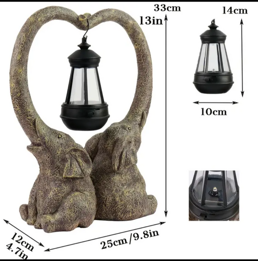 Elephant Heart Solar Lantern Statue – Garden & Home Decor